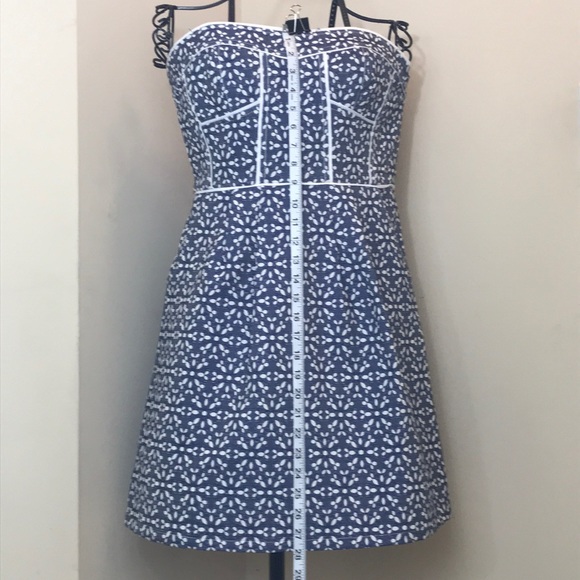 NWT Under Skies Strapless Blue & White Dress - Picture 3 of 13